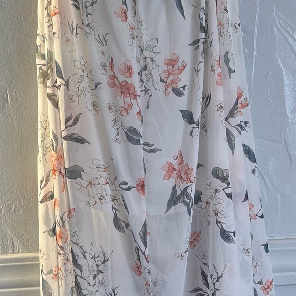Orange and White Maxi A-Line Skirt with Tie Front - Picture 5 of 11